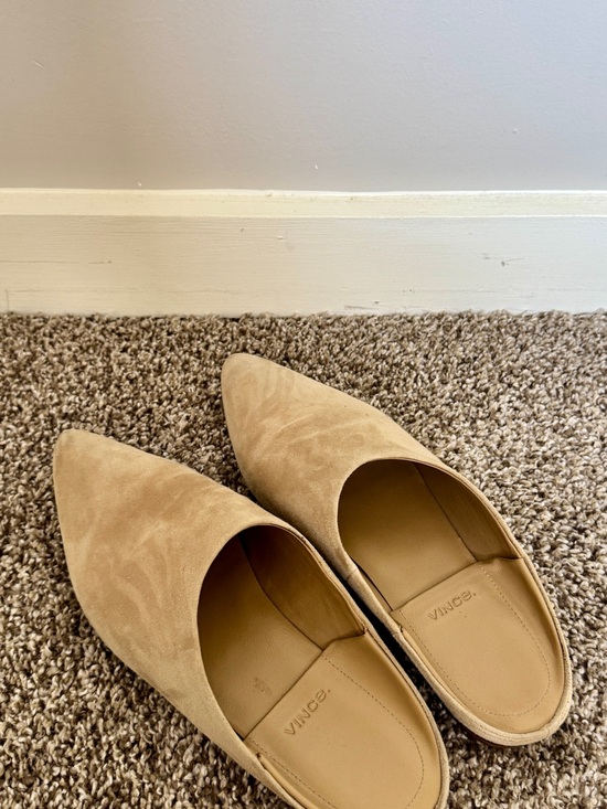 Vince Shoes - Vince Tan Suede Pointed Backless Mules